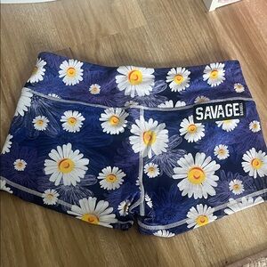 Savage Women's Blue Daisy Athletic Shorts